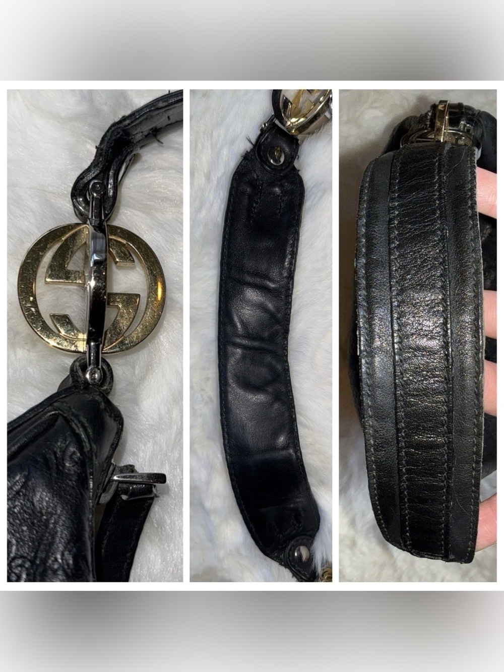 Gucci Black Embossed Leather GG Twins Hobo Bag - Picture 13 of 16
